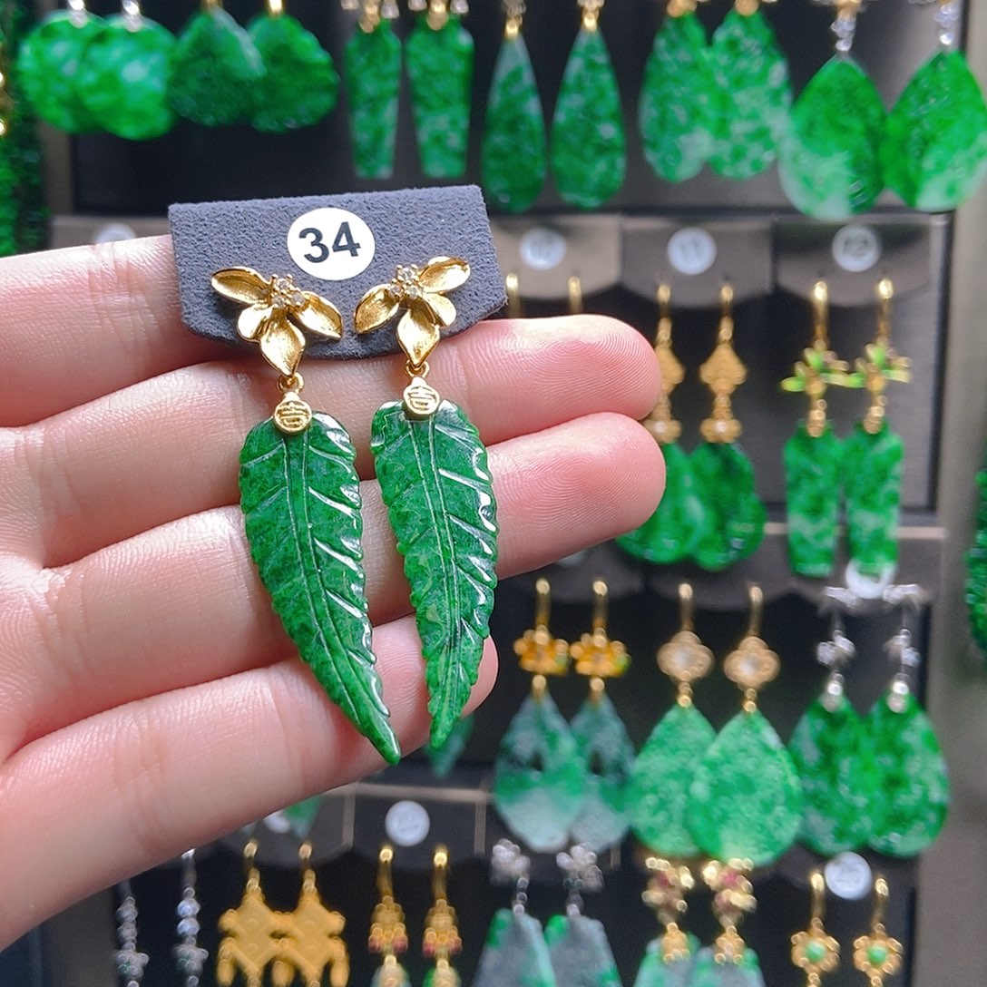 美***活翡翠未镶嵌耳饰翡翠