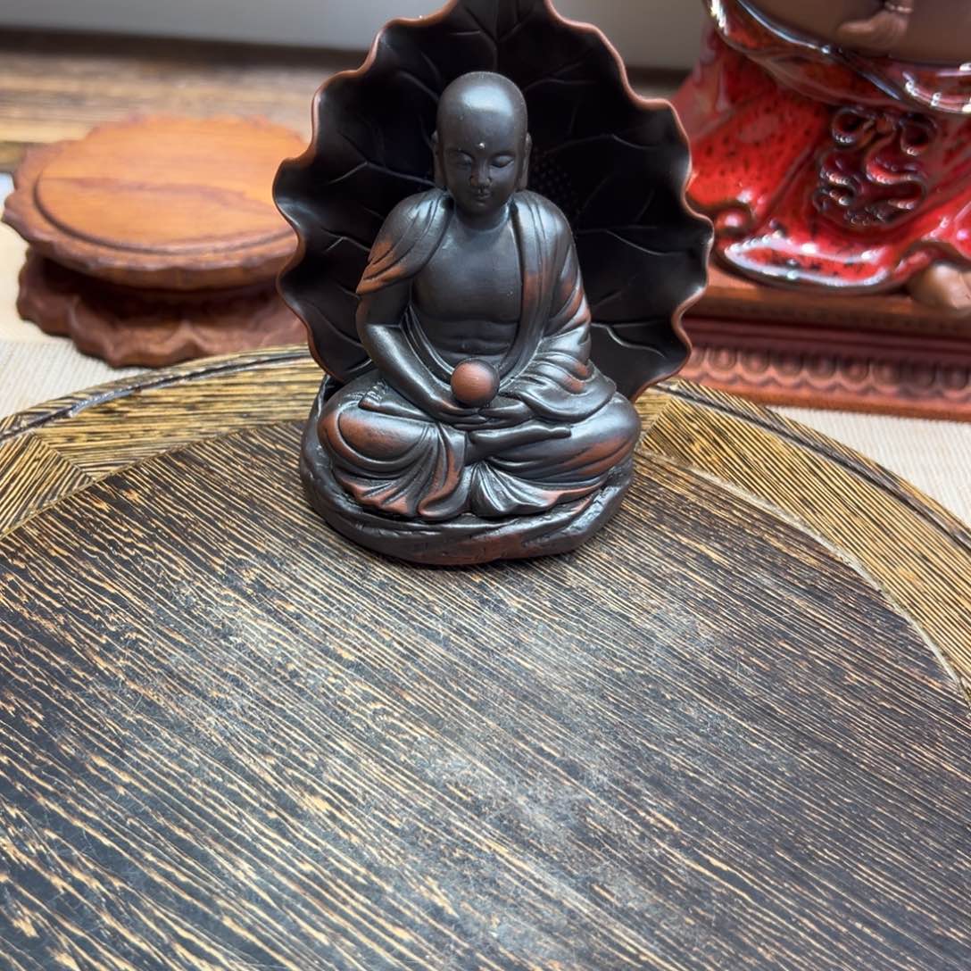 @***生紫砂茶宠紫陶一叶一菩提