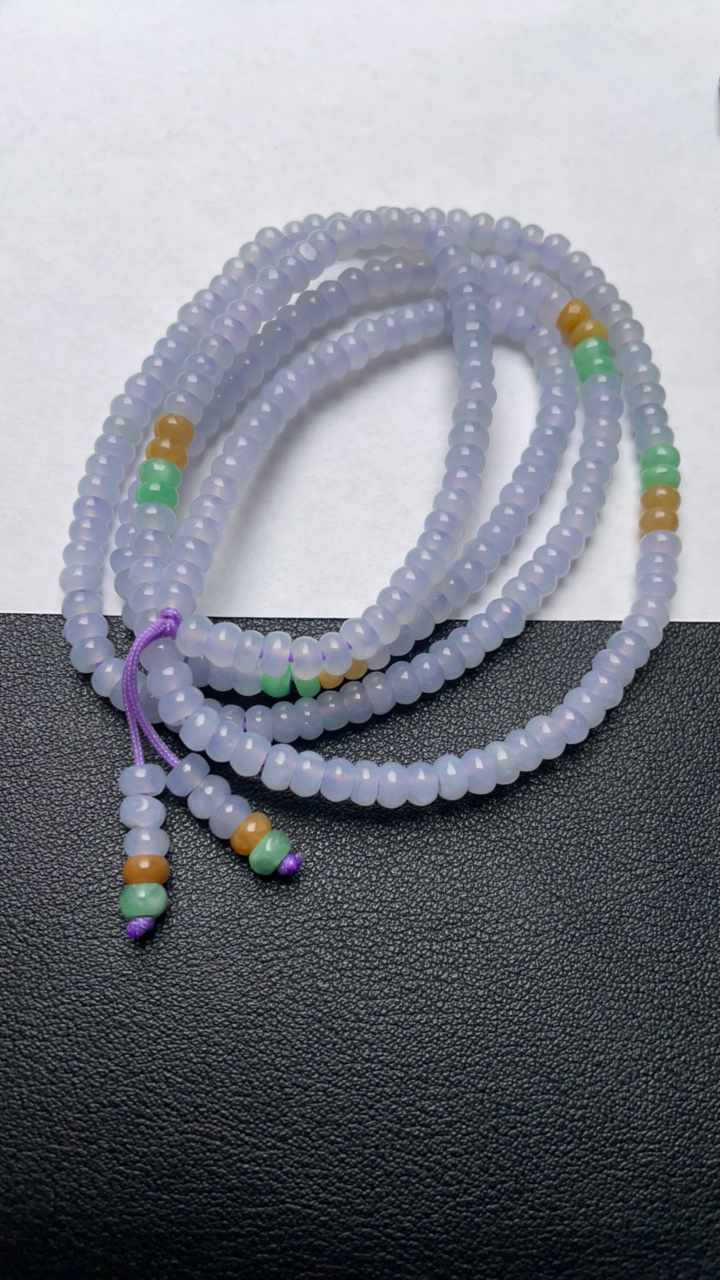 清货！天然缅甸翡翠A货冰胶紫色项链