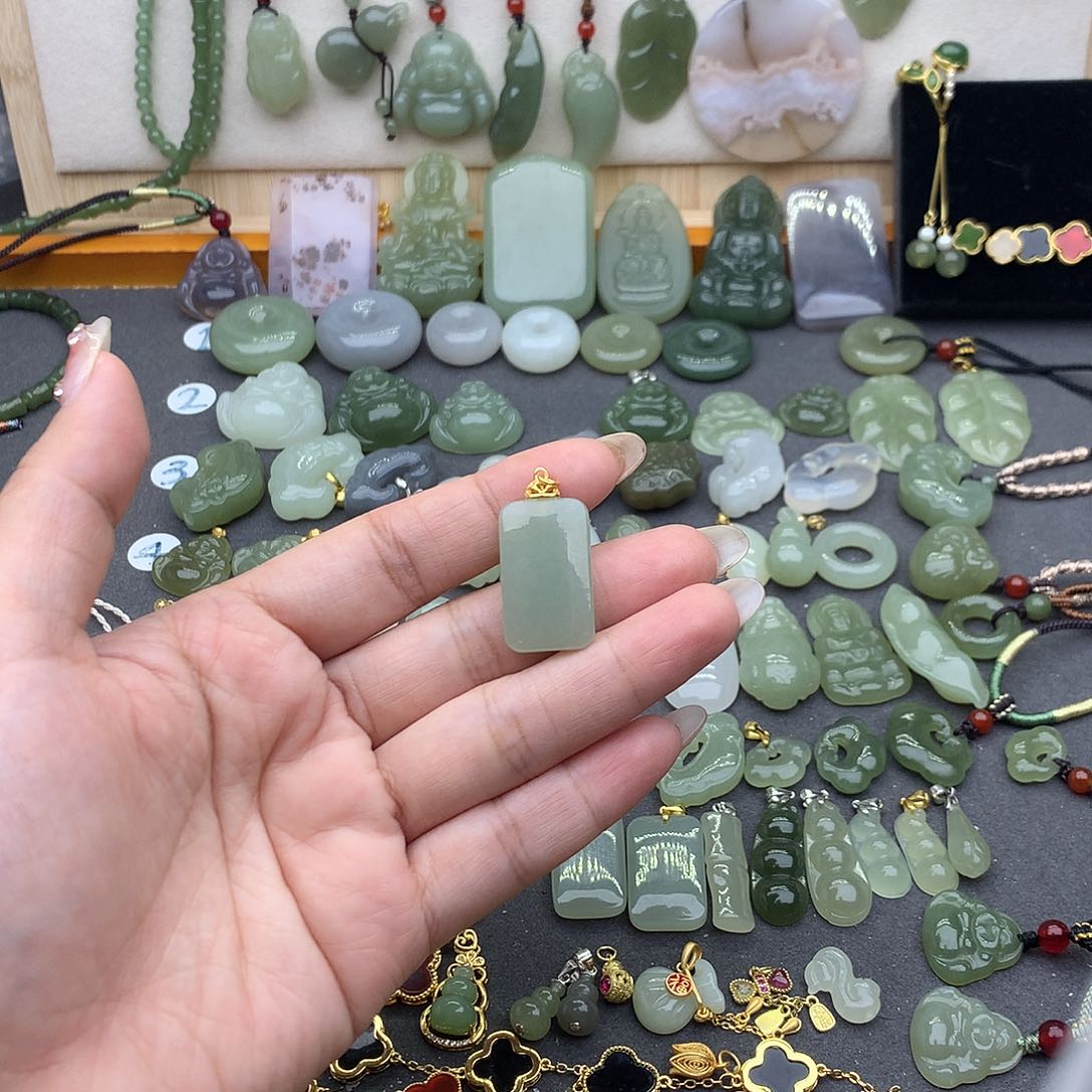 和田玉吊坠(不含链)银S925镶嵌