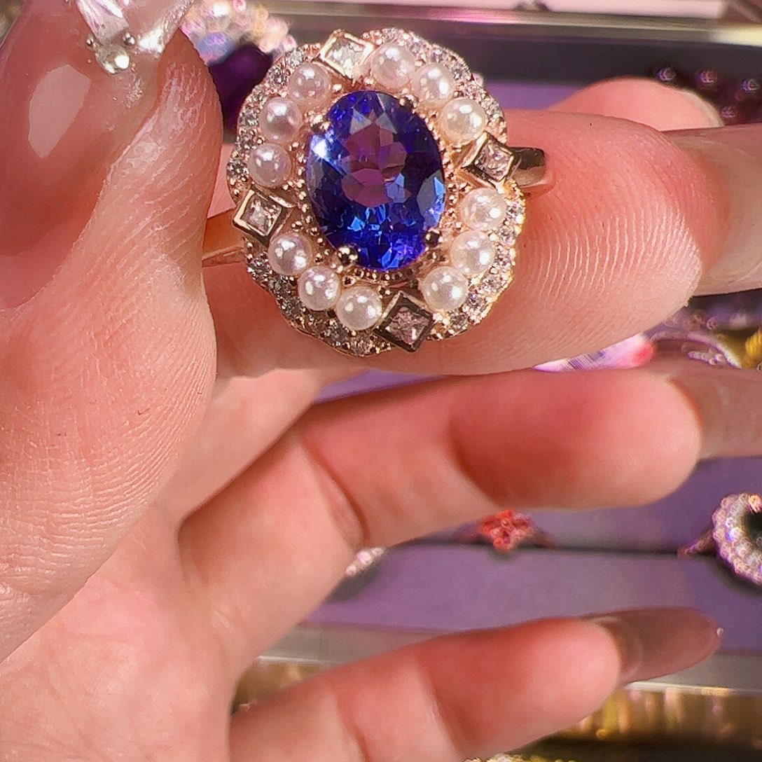 坦桑石戒指银S925镶嵌