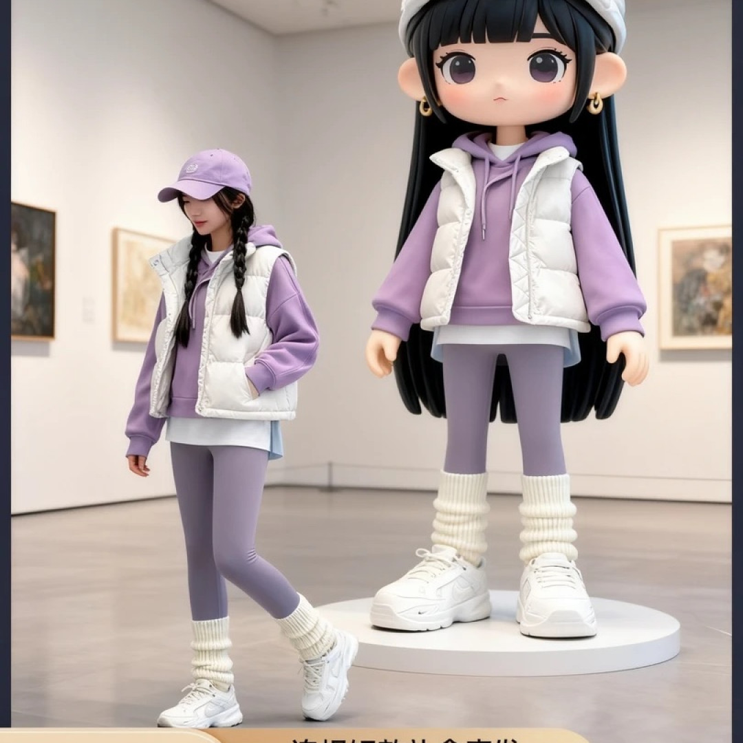 《Lu系女孩专属》四格泡芙连帽羽绒马甲外套