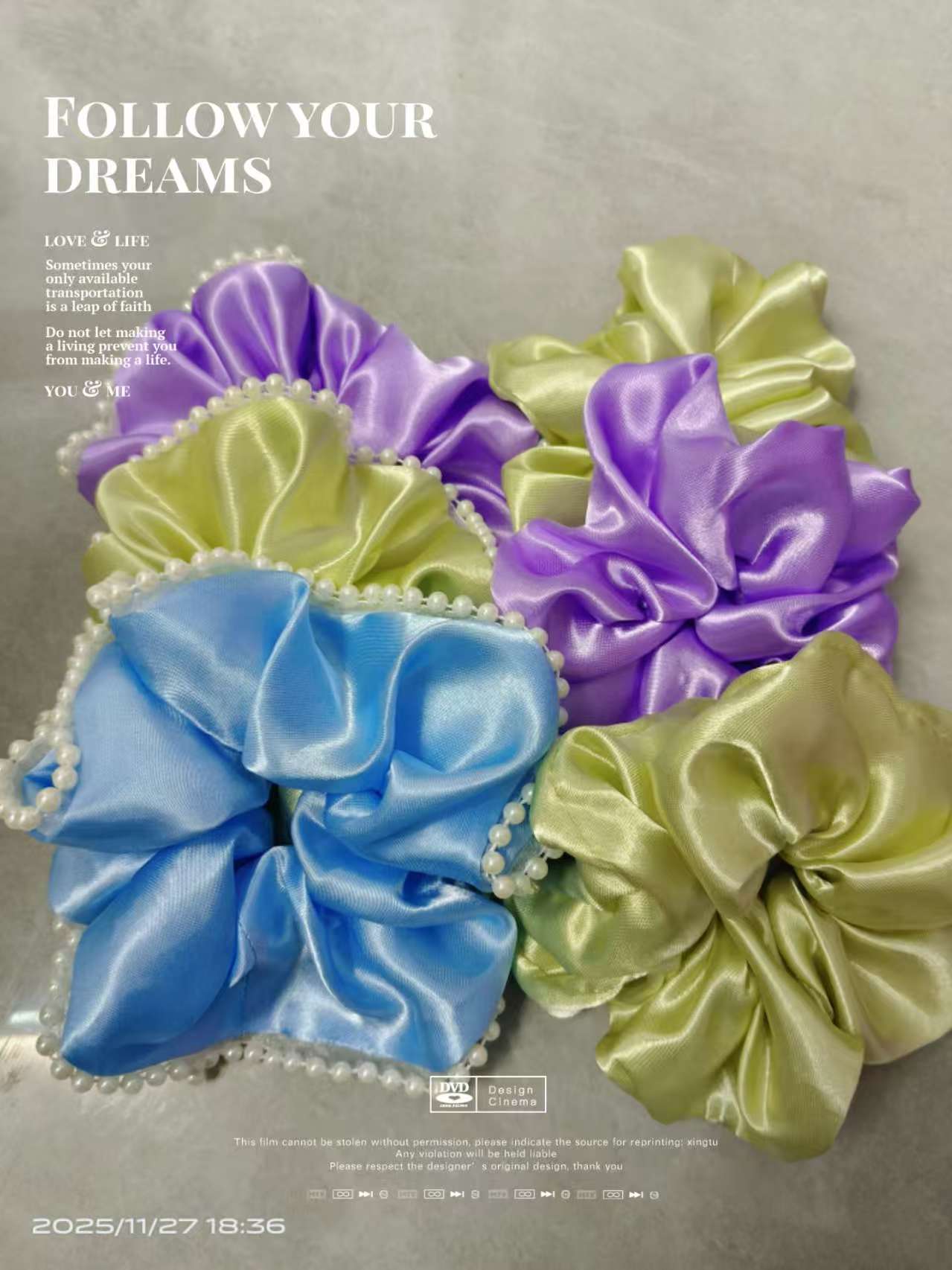 日韩甜美风朋克风民族风发圈发绳气质头饰简约温柔法式纯色缎面