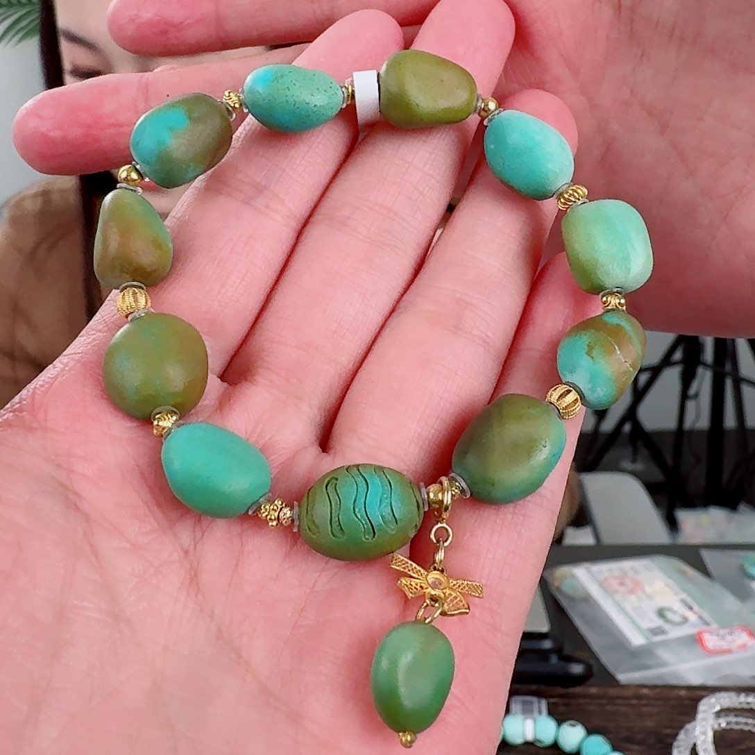 18K金镶嵌绿松石珠宝奇石