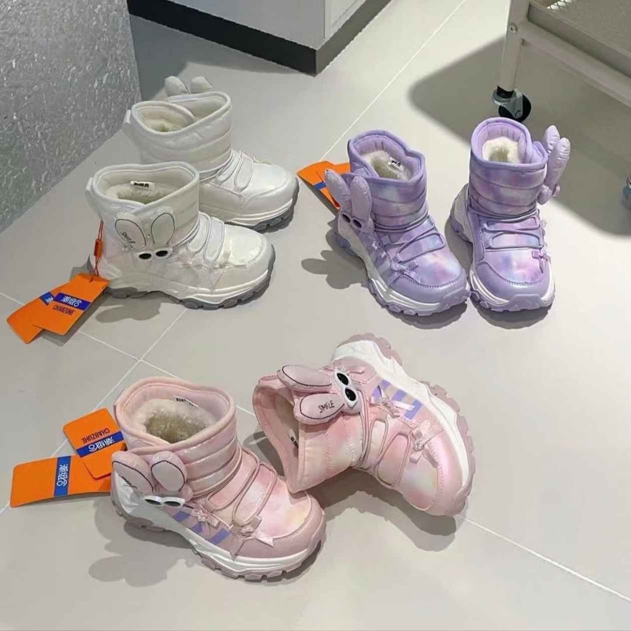 冬季新款大棉儿童雪地靴女童加绒加厚东北防水防雪棉鞋女宝雪地棉