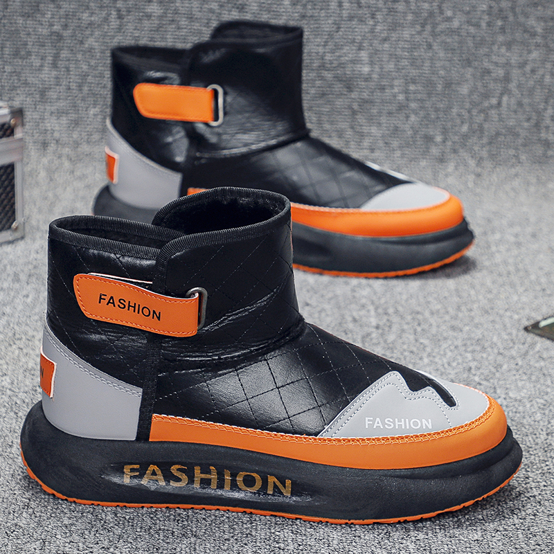 潮流风男士冬季高帮加绒加厚防水防滑保暖雪地靴A09