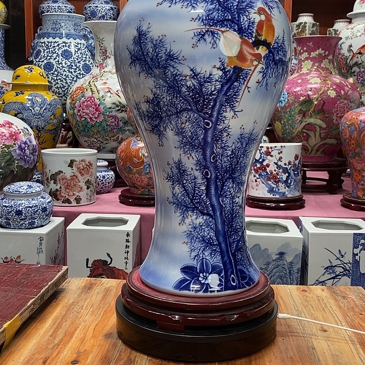 莫***）景德镇陶瓷手工手绘花瓶摆件