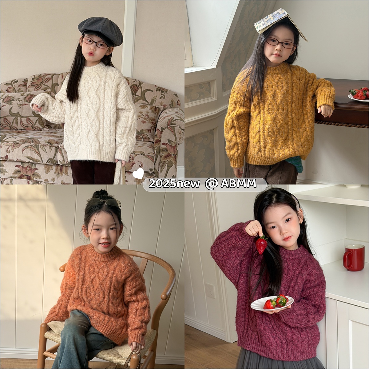 【秋冬新款】女童立体纹路绞花针织衫儿童宽松复古麻花毛衣25M153