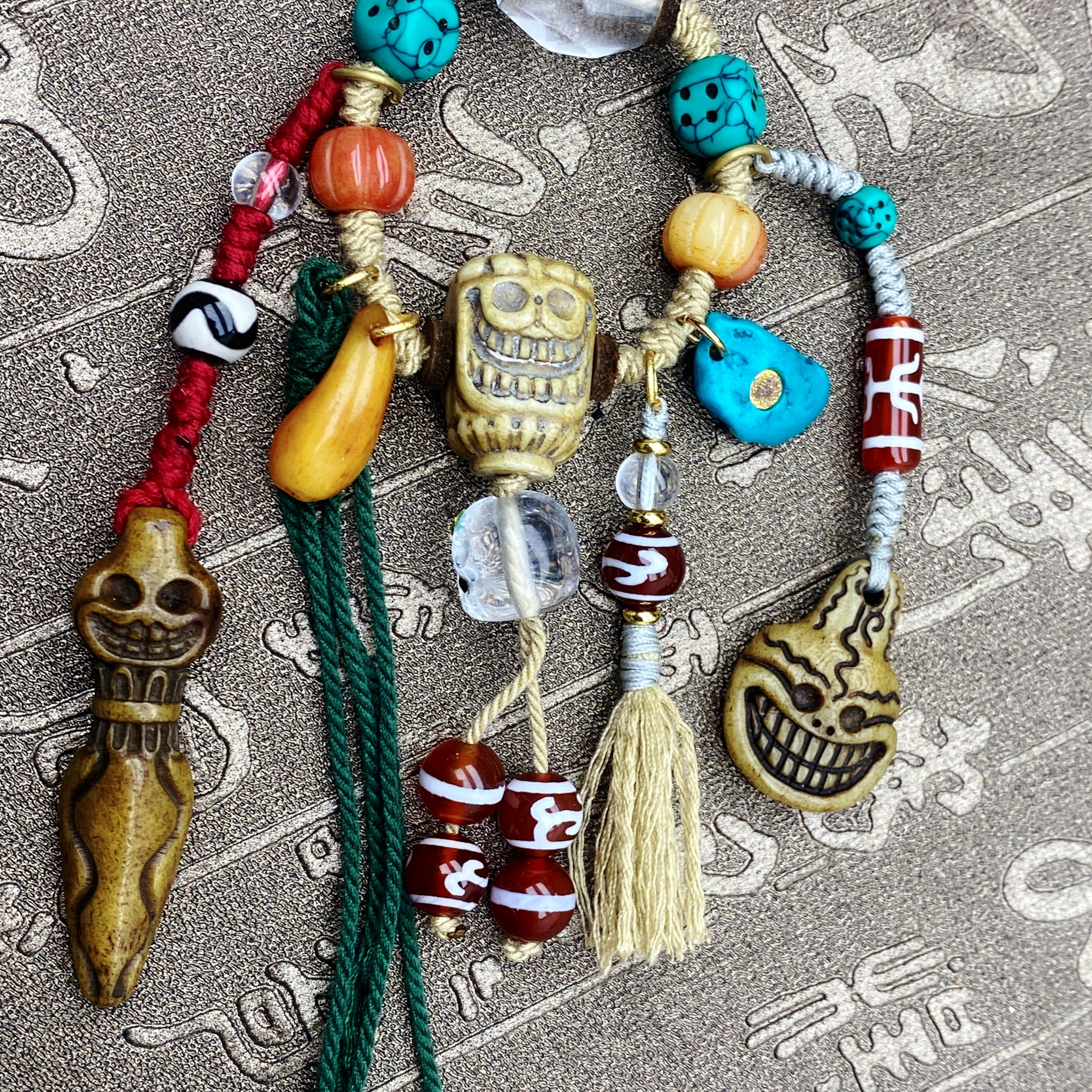 藏式文玩配件三通套装彩色大全套适合6-13mm珠串