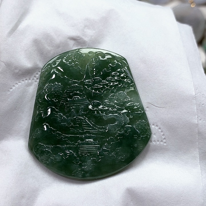 未镶嵌定制翡翠山水 净货 48小时鉴赏期