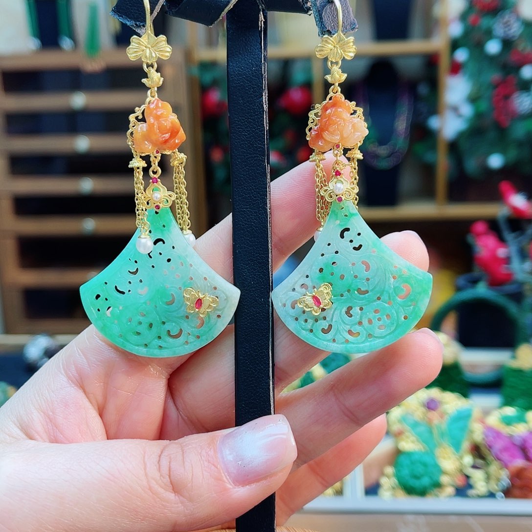 银S925镶嵌翡翠耳饰48小时鉴赏期