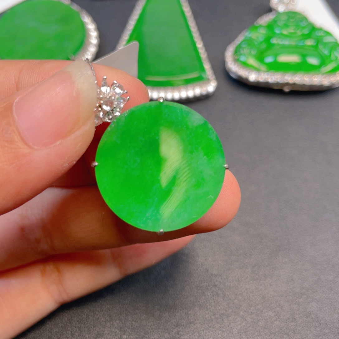 吊坠(不含链)银S925镶嵌翡翠