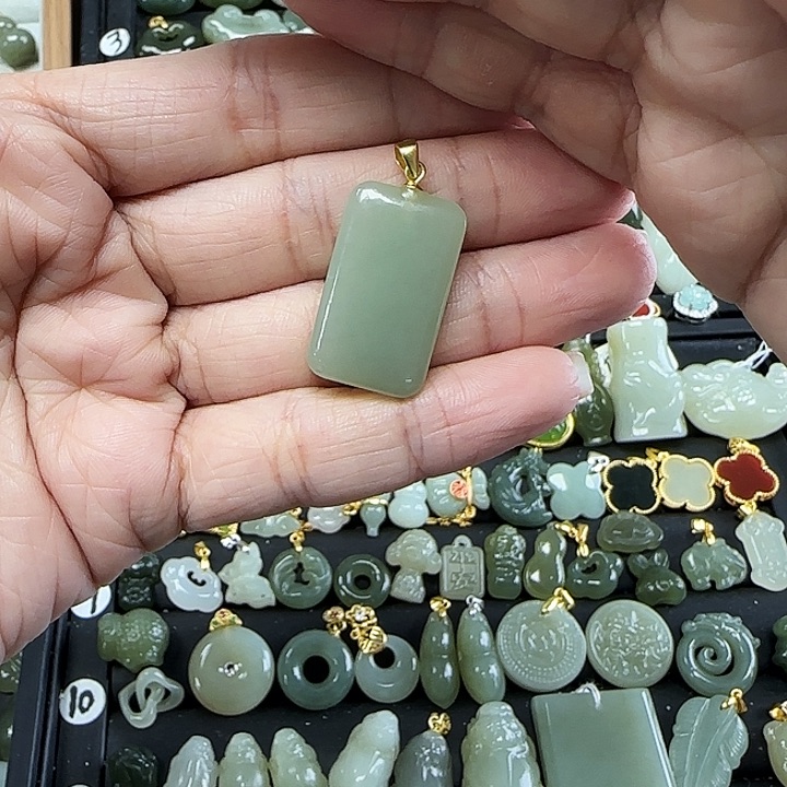 和田玉吊坠(不含链)银S925镶嵌
