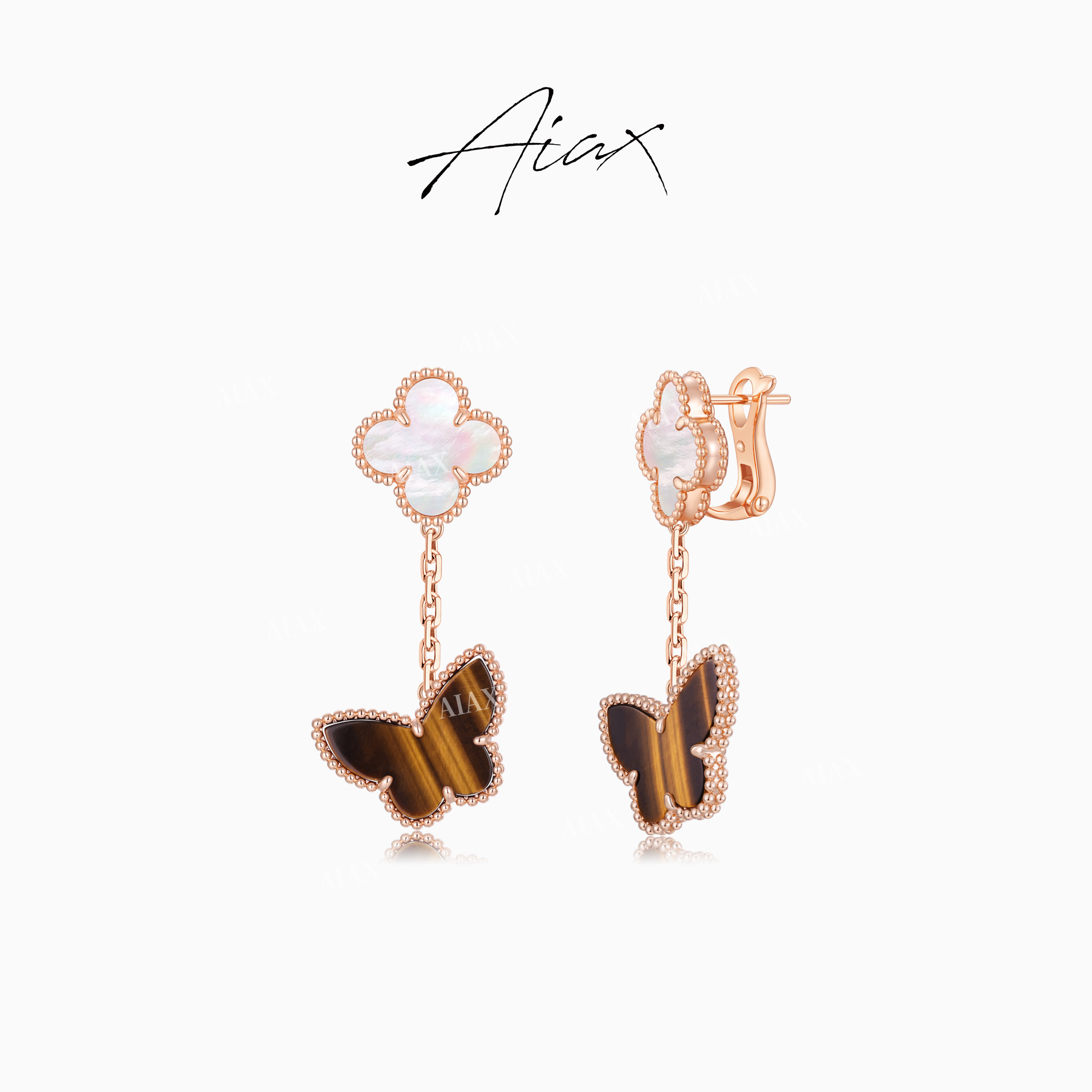 AIAX 镀K金  轻奢气质时尚精致长款百搭四叶蝴蝶耳环TSL1753