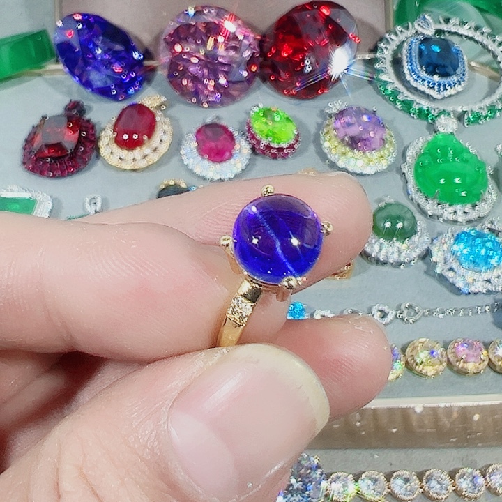 非金属红色蓝色满镶嵌吊坠