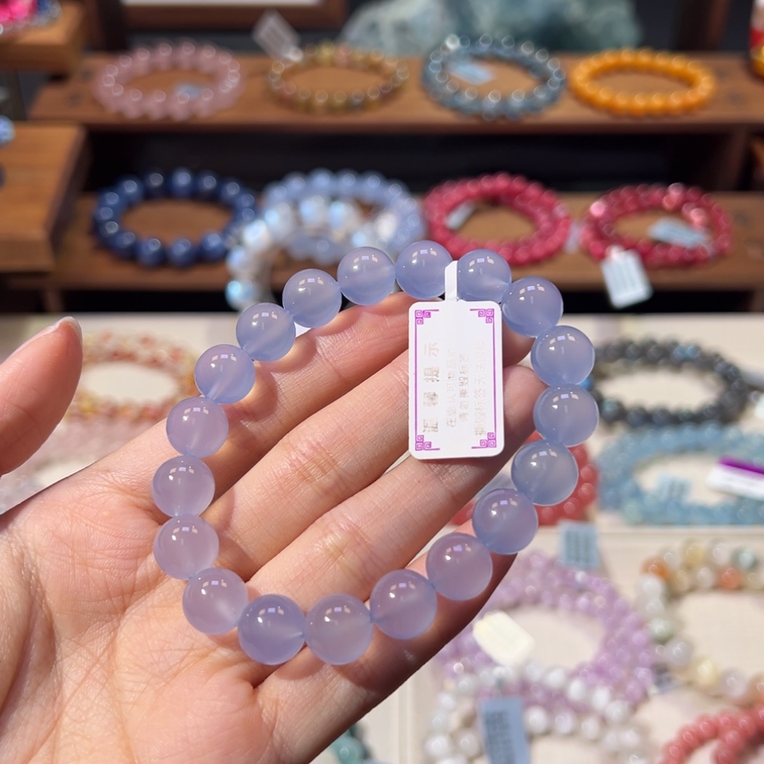 玛瑙/玉髓未镶嵌手串10m巅峰级土耳其老矿蓝玉髓