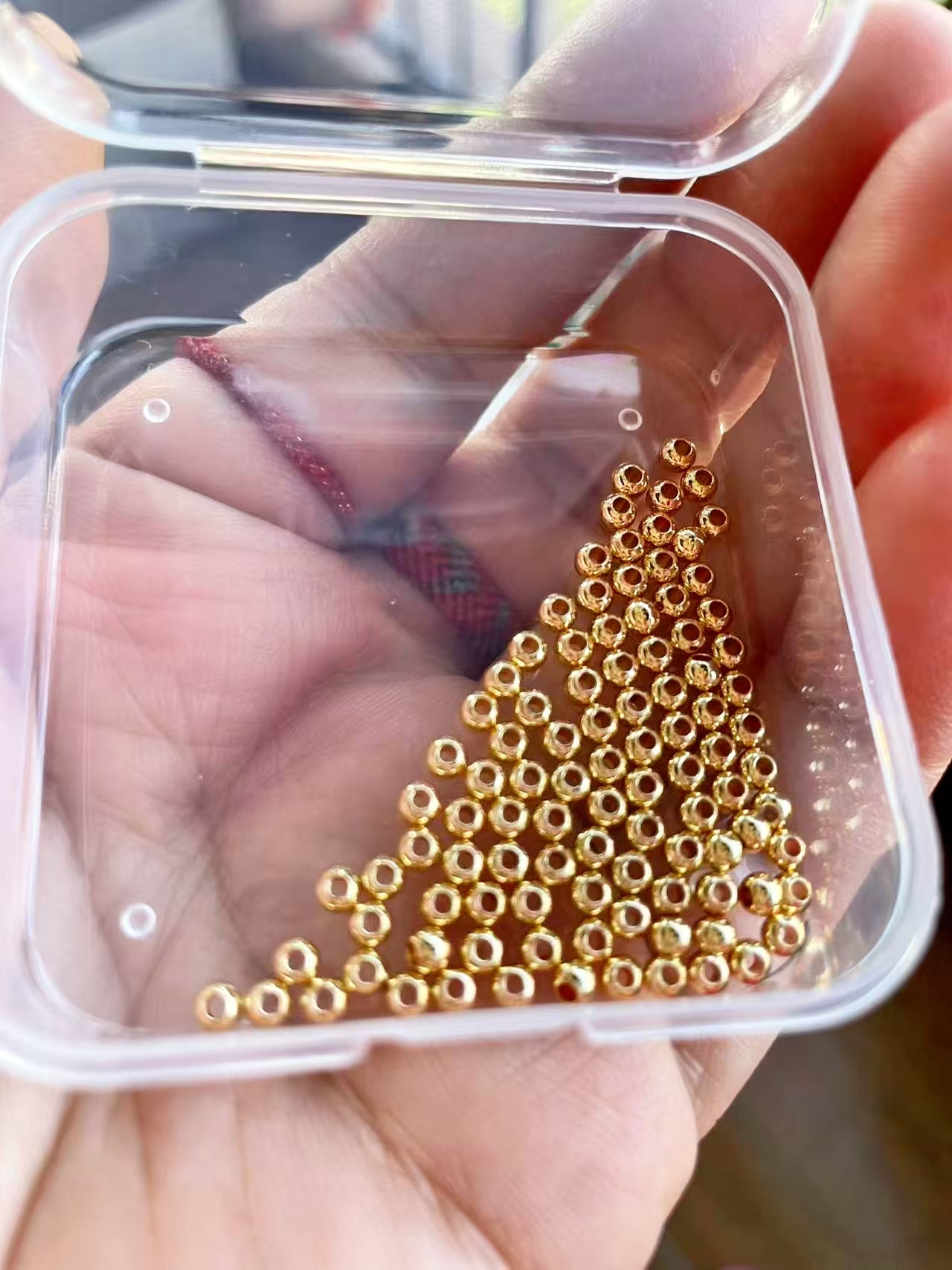 铜镀金高保色金豆金珠隔珠配件散珠手链串珠