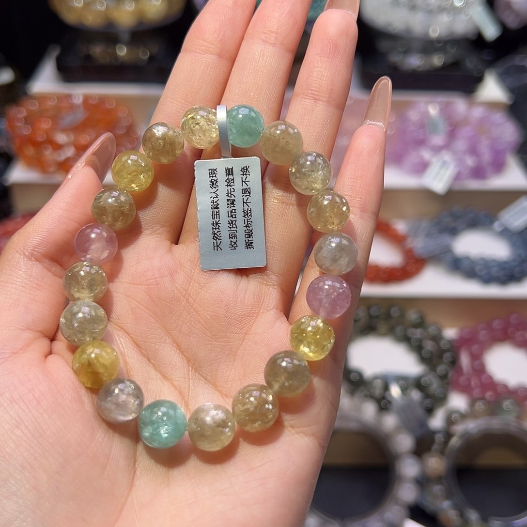 少***⁸水晶手串未镶嵌巅峰级彩祖母晶9.3mm