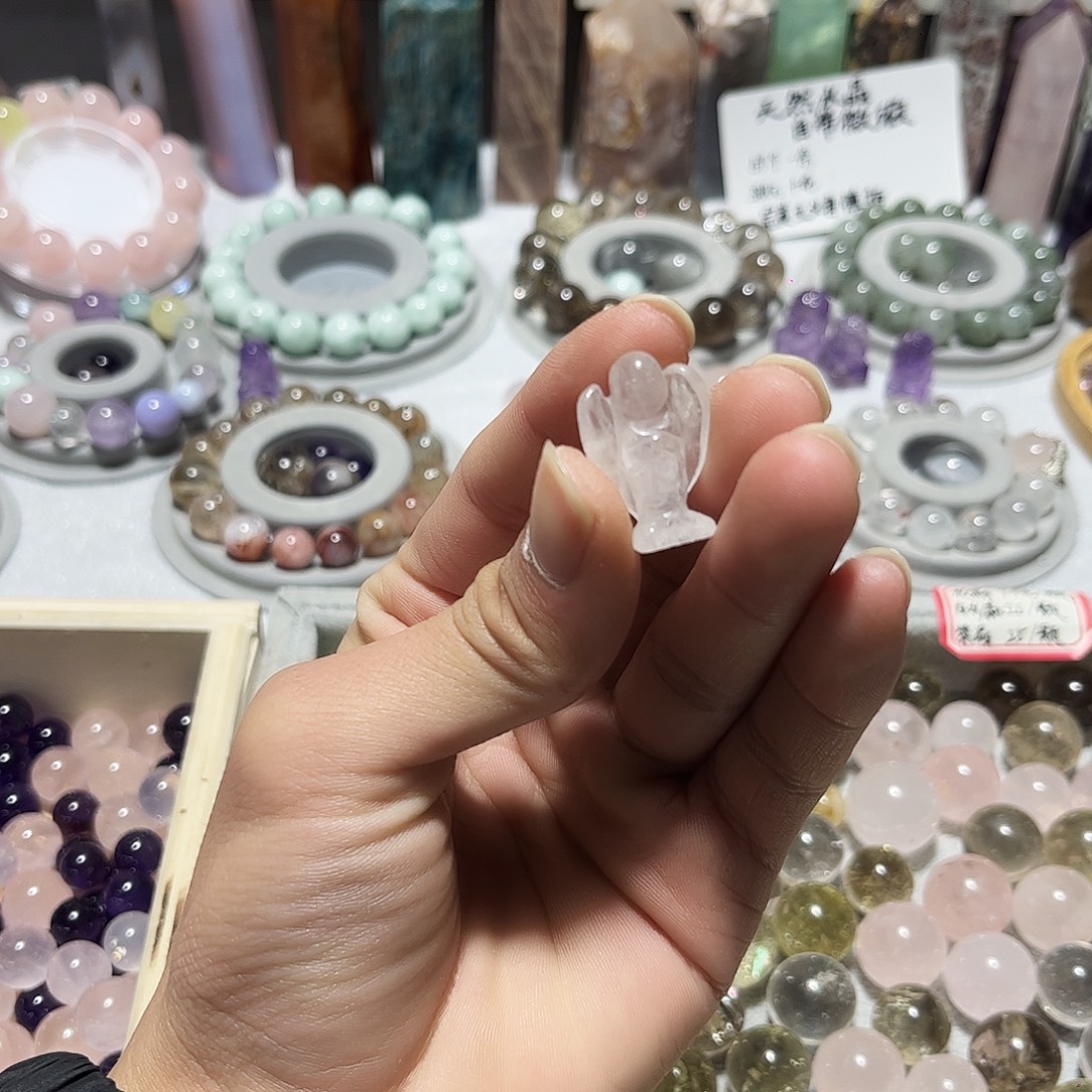 珠宝半成品未镶嵌水晶白水晶雕刻件小天使