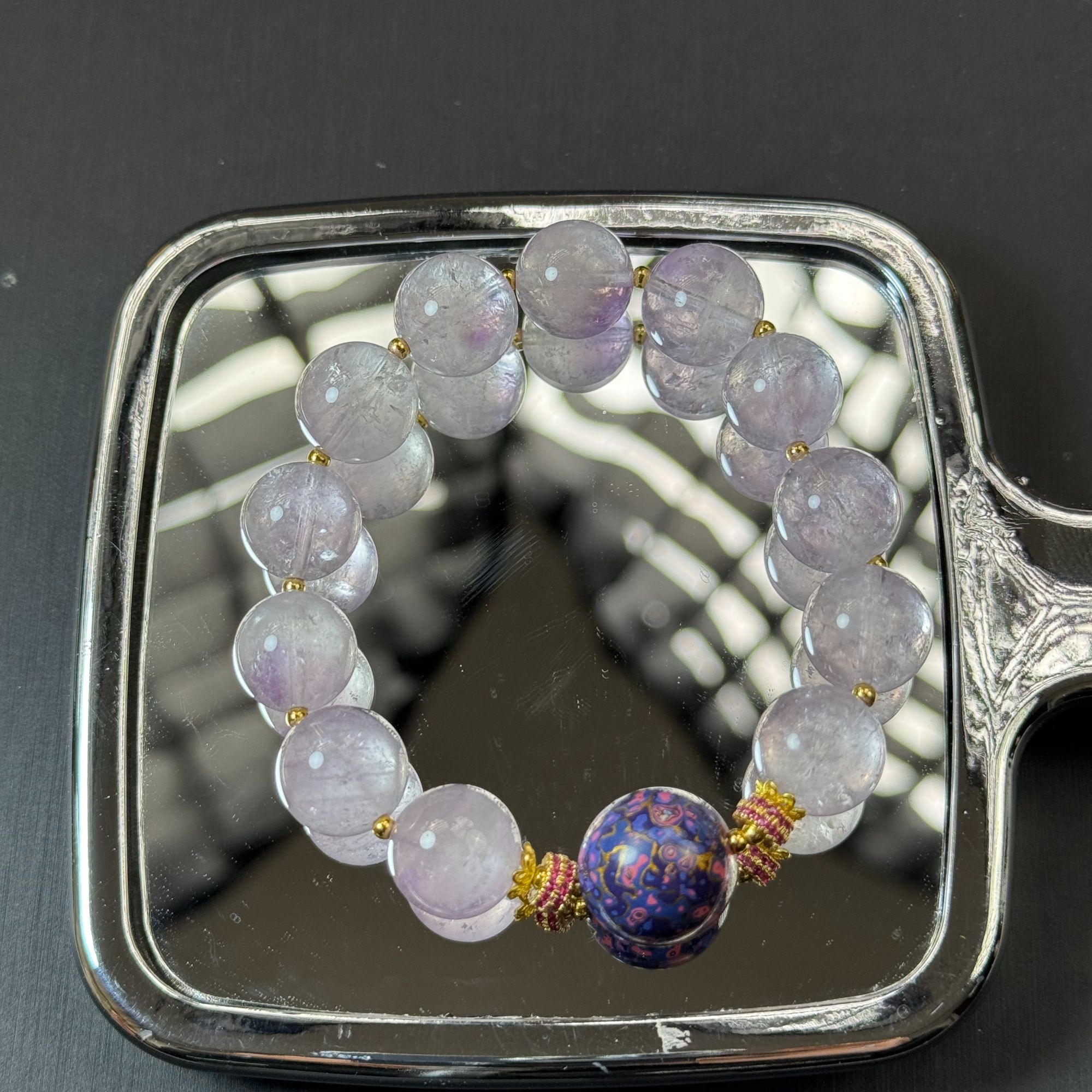 B1 法国玫瑰紫水晶手链12mm+多样性发一