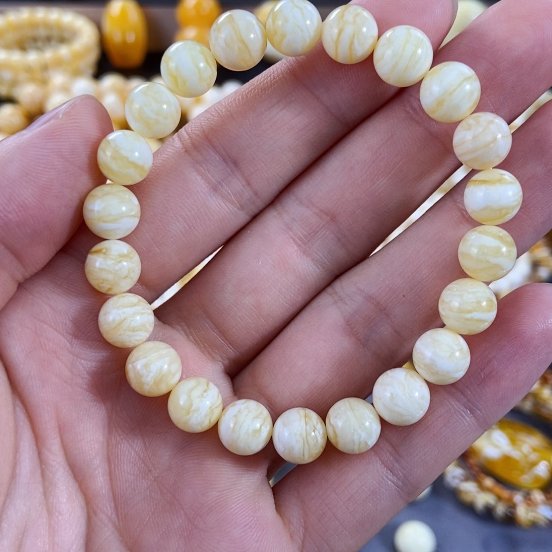 琥珀手链未镶嵌酱*子8+mm尺寸