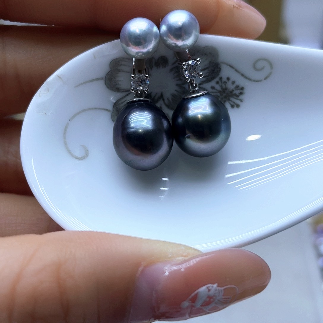 海水珍珠耳饰银S925镶嵌