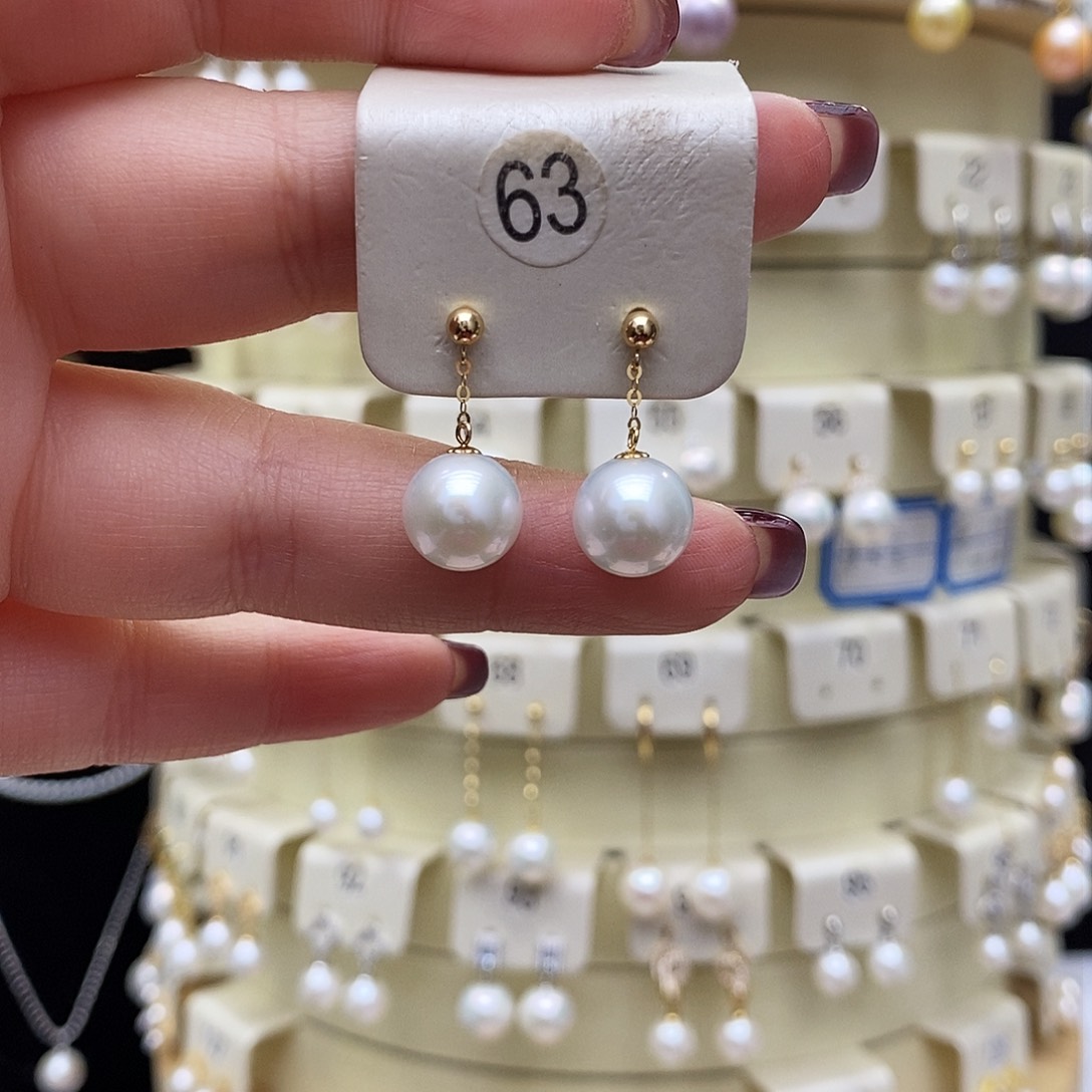 淡水珍珠耳饰18K金镶嵌