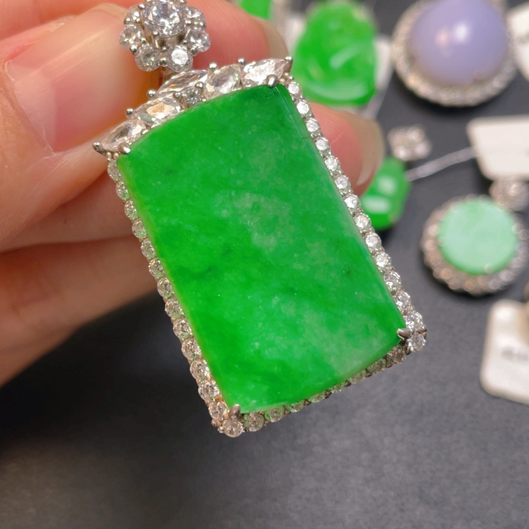 翡翠银S925镶嵌吊坠(不含链)