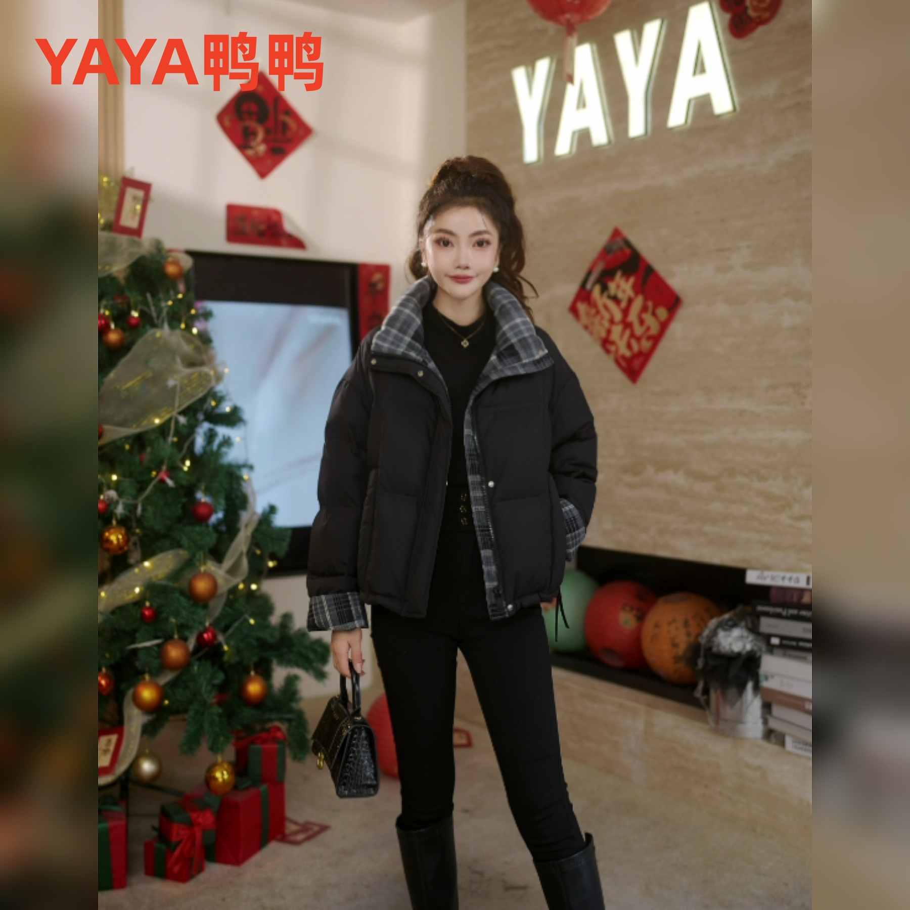 鸭鸭时尚短款女装新款韩版时尚休闲运动90绒羽绒服YE5B605525L