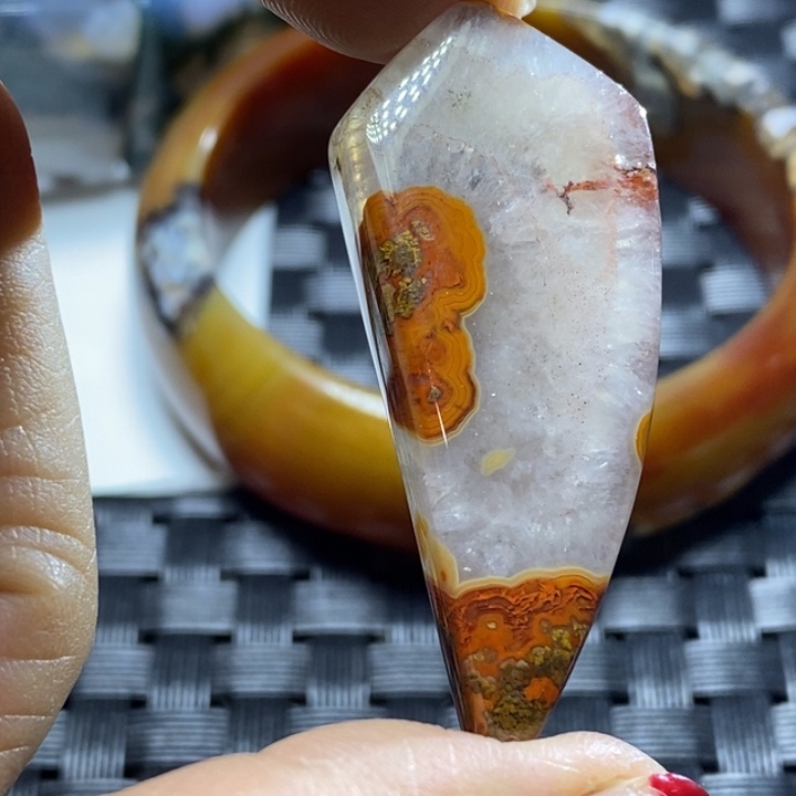 玛瑙/玉髓颈饰足银镀金镶嵌爱*