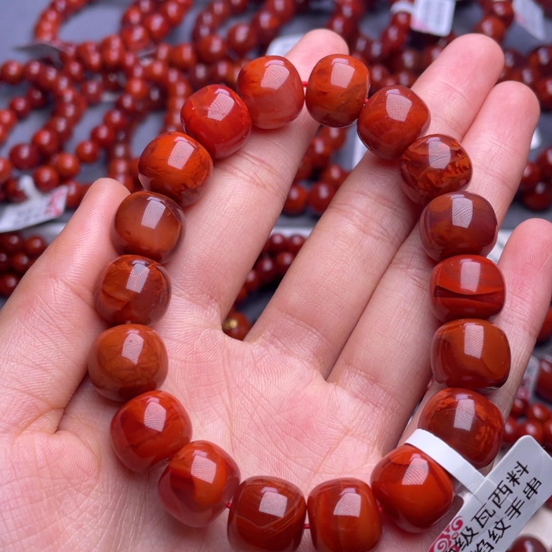 南红玛瑙未镶嵌其他13mm精品瓦西火焰纹老型手串