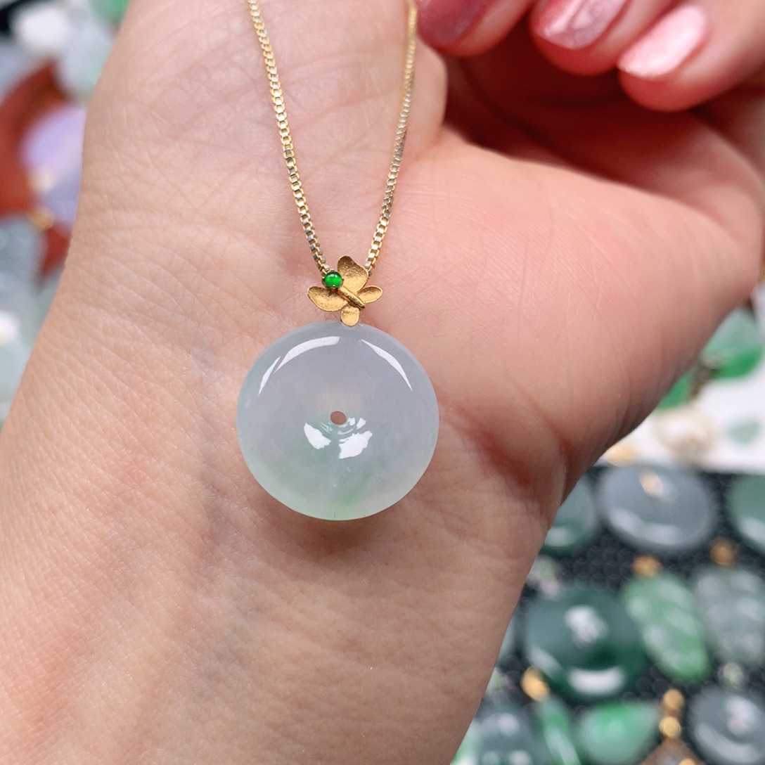 【闪购商品】翡翠吊坠(不含链)18K金镶嵌