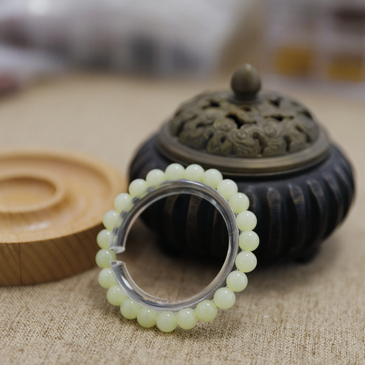 新中式女款时尚和田玉黄口料7-8MM单圈手串和9-10MM百搭2025店铺