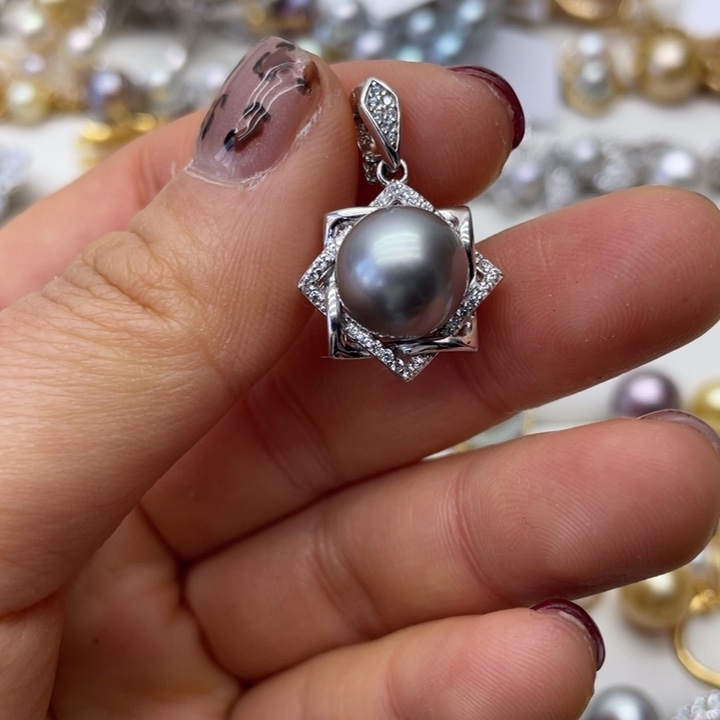 海水珍珠吊坠(不含链)银S925镶嵌