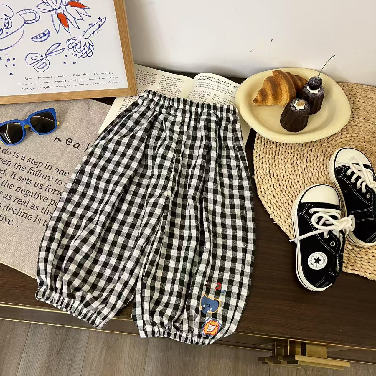 儿童夏季百搭九分格子灯笼裤H2070