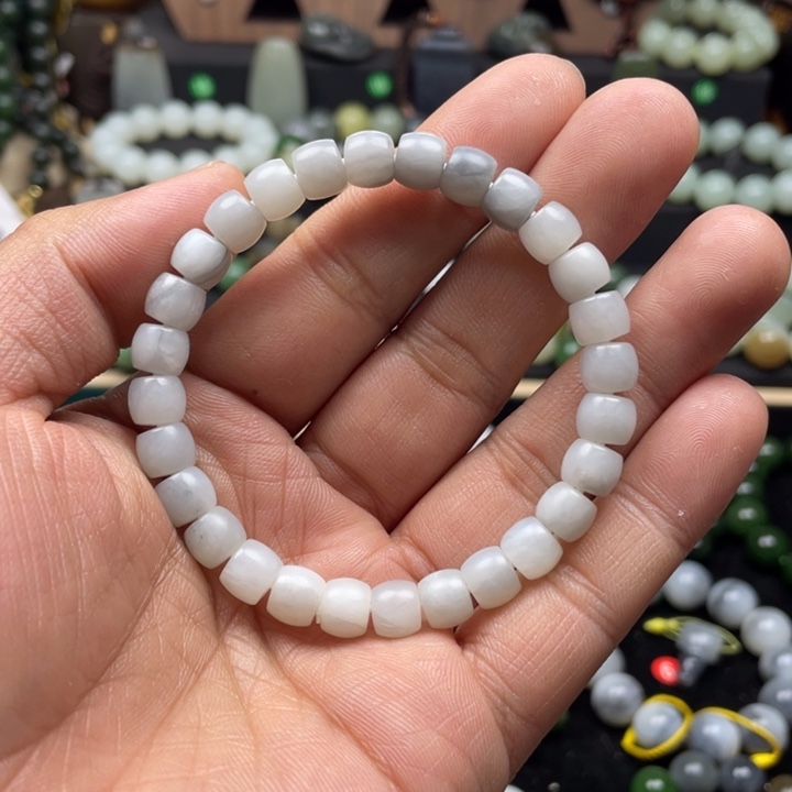 和田玉手串未镶嵌青花卡8