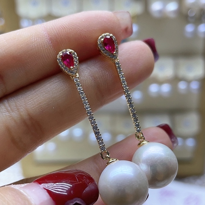 淡水珍珠耳饰银S925镶嵌