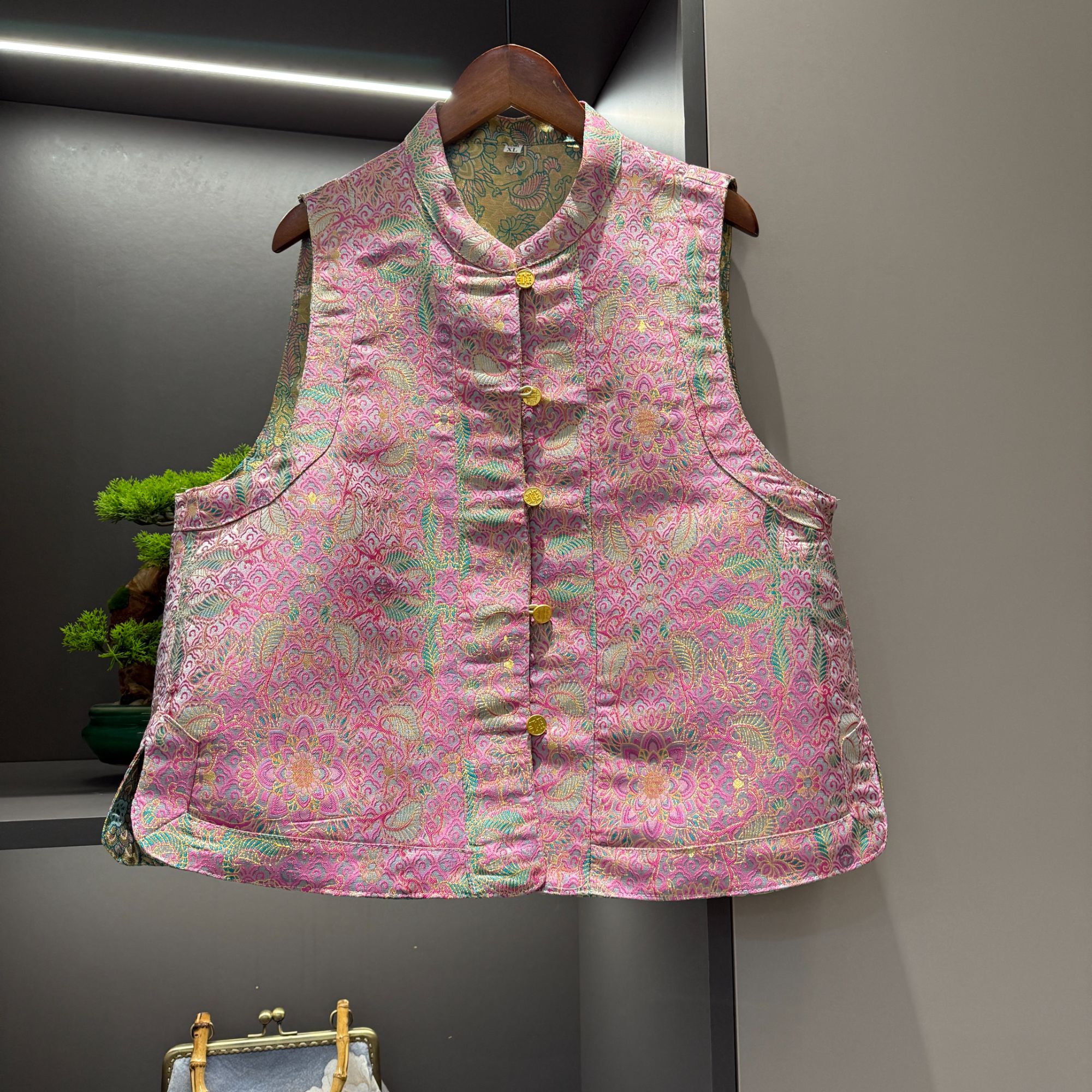 中式马夹复古盘扣传统改良花色女装气质宽松马甲2169