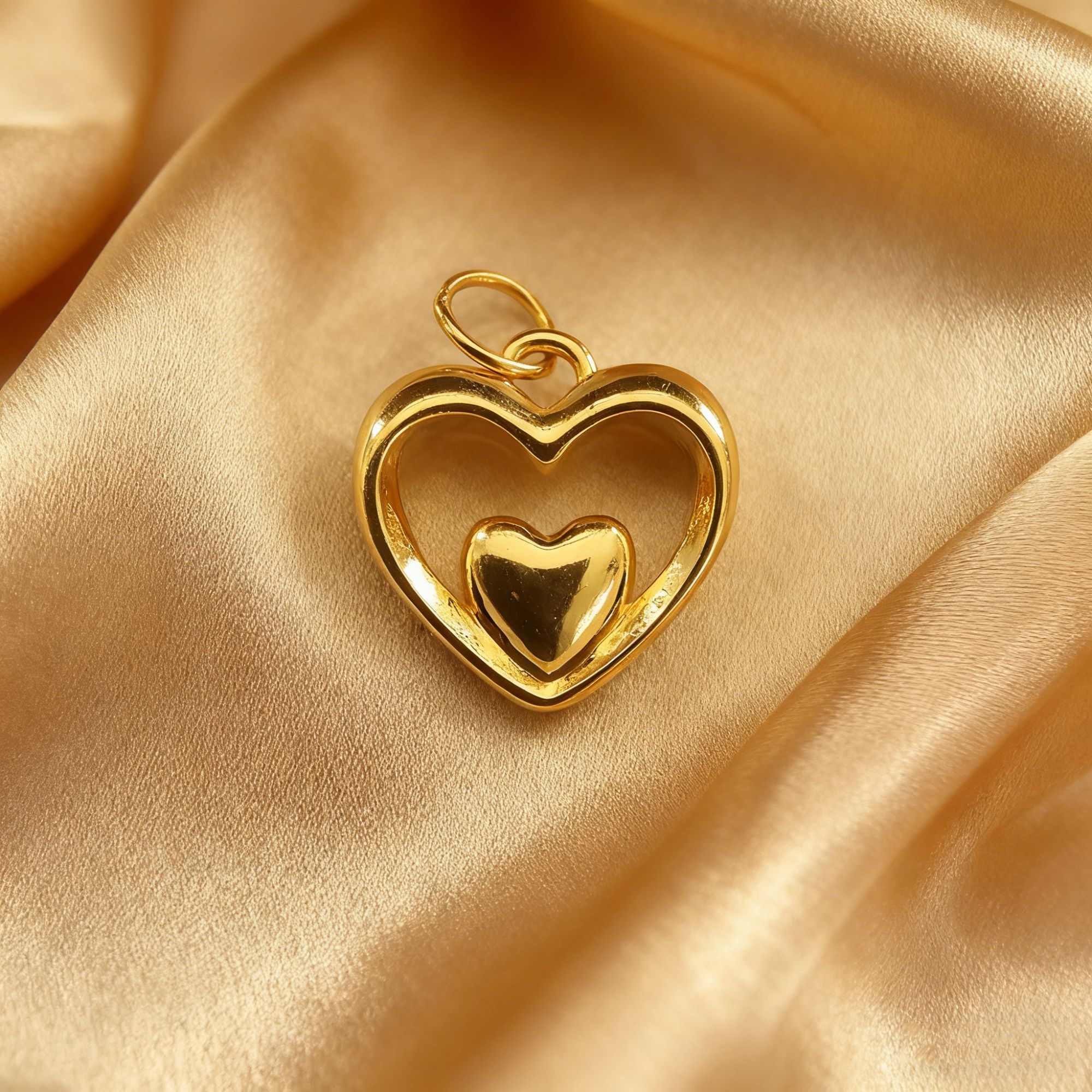 【黄金】足金999心心相印坠素金 圆环 5D工艺CY169