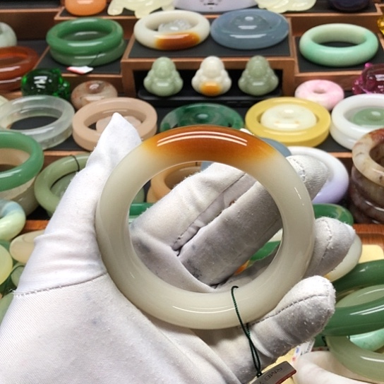 石英质玉（黄龙玉）合金手镯@*糖