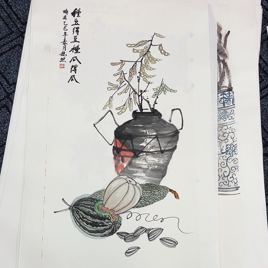 国画张翠英老师四尺四开花鸟奇