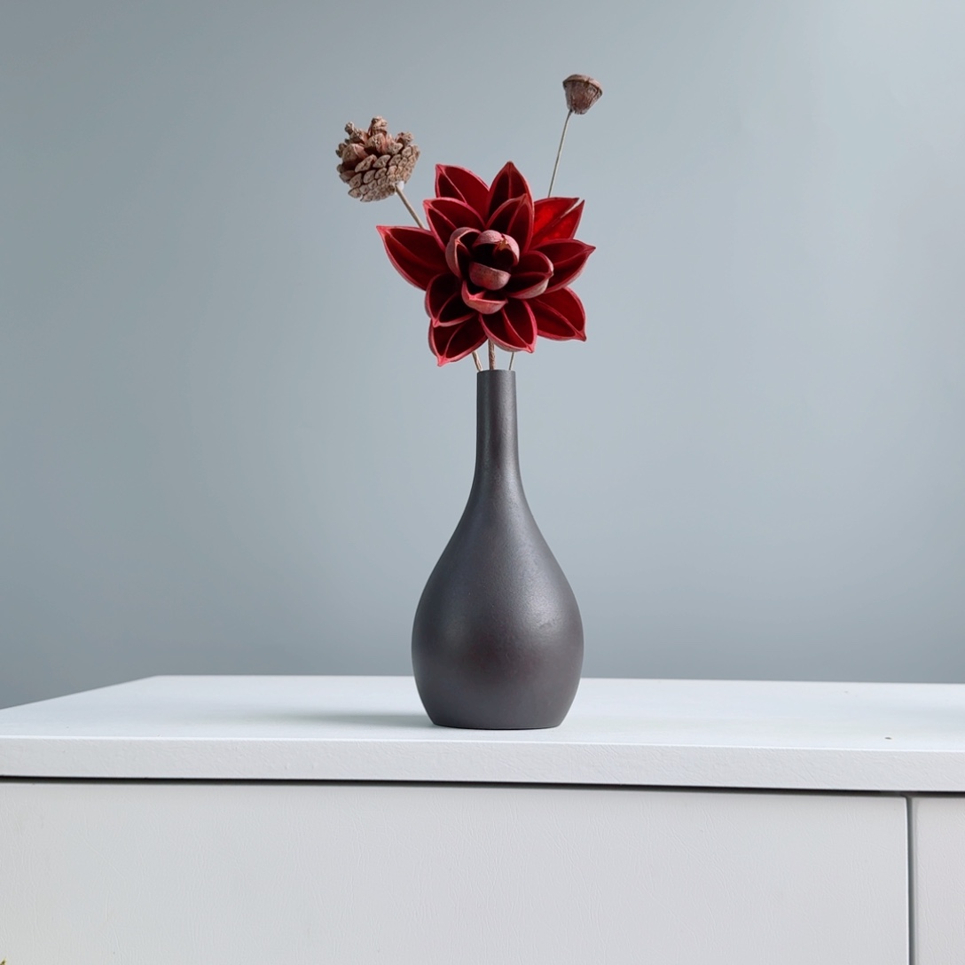 瓷片陶瓷小花瓶含花总高约20-30cm