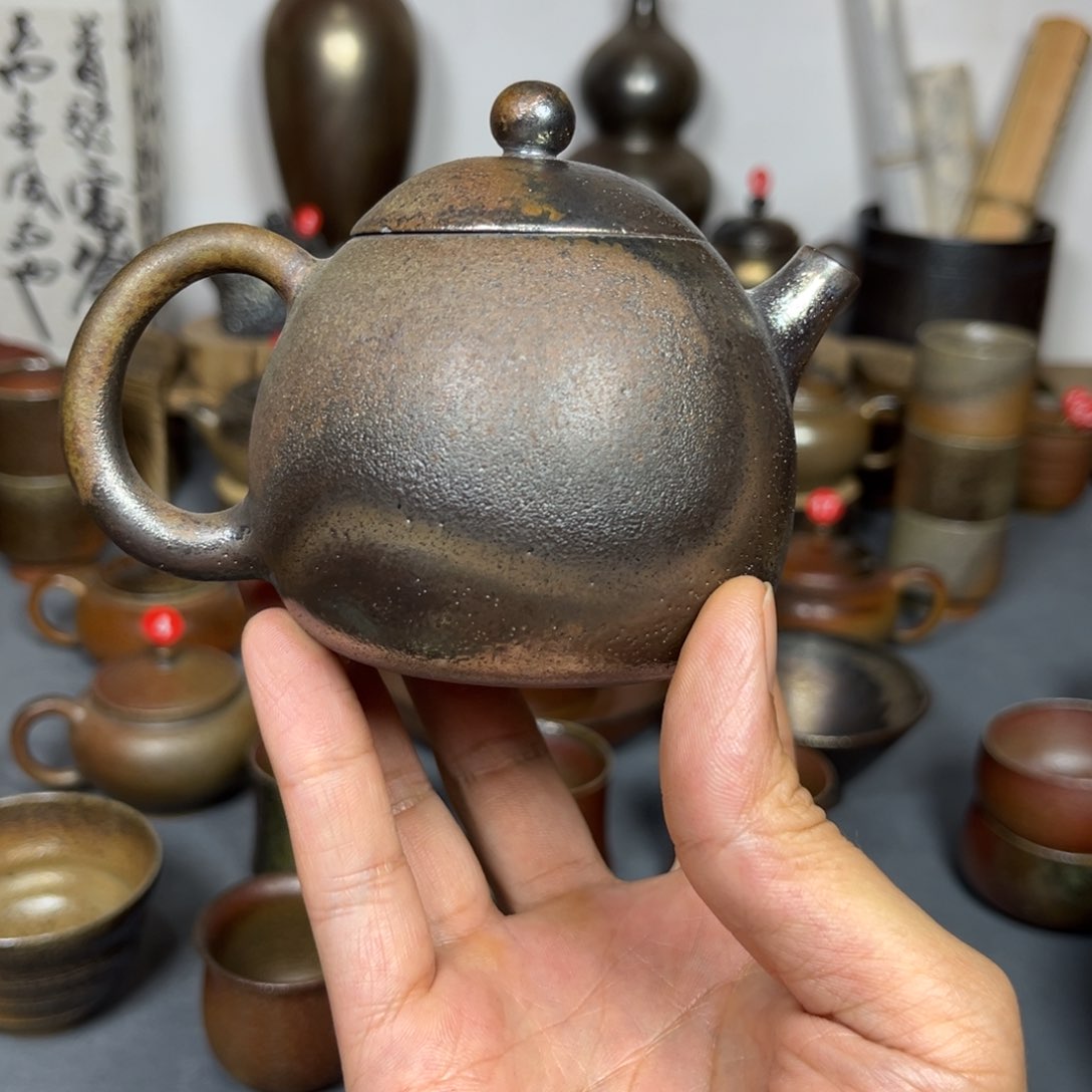 壶建水紫陶紫泥柴烧龙蛋壶