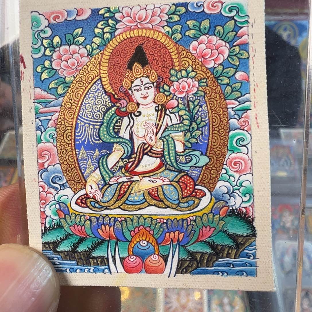 吊坠纯手绘唐卡白度母