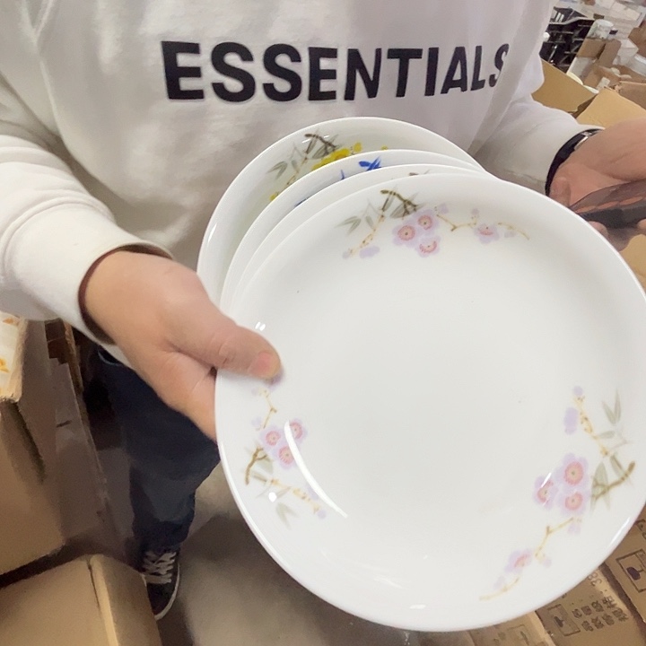 瓷片景德镇陶瓷翠竹橙、黄、紫、青4只