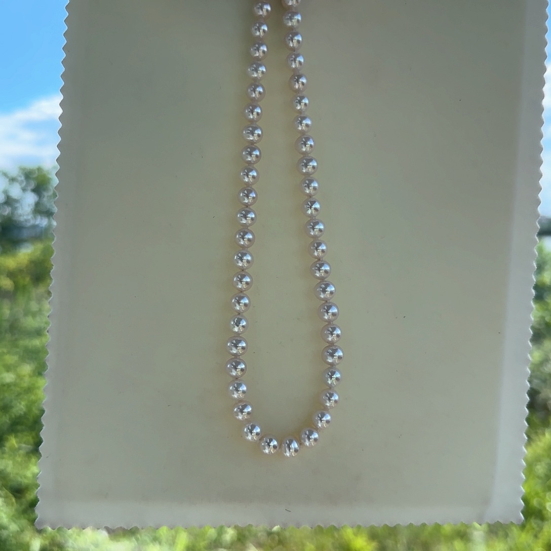 淡水珍珠银S925镶嵌颈饰7-8无核极光镜面无暇炫彩白亮