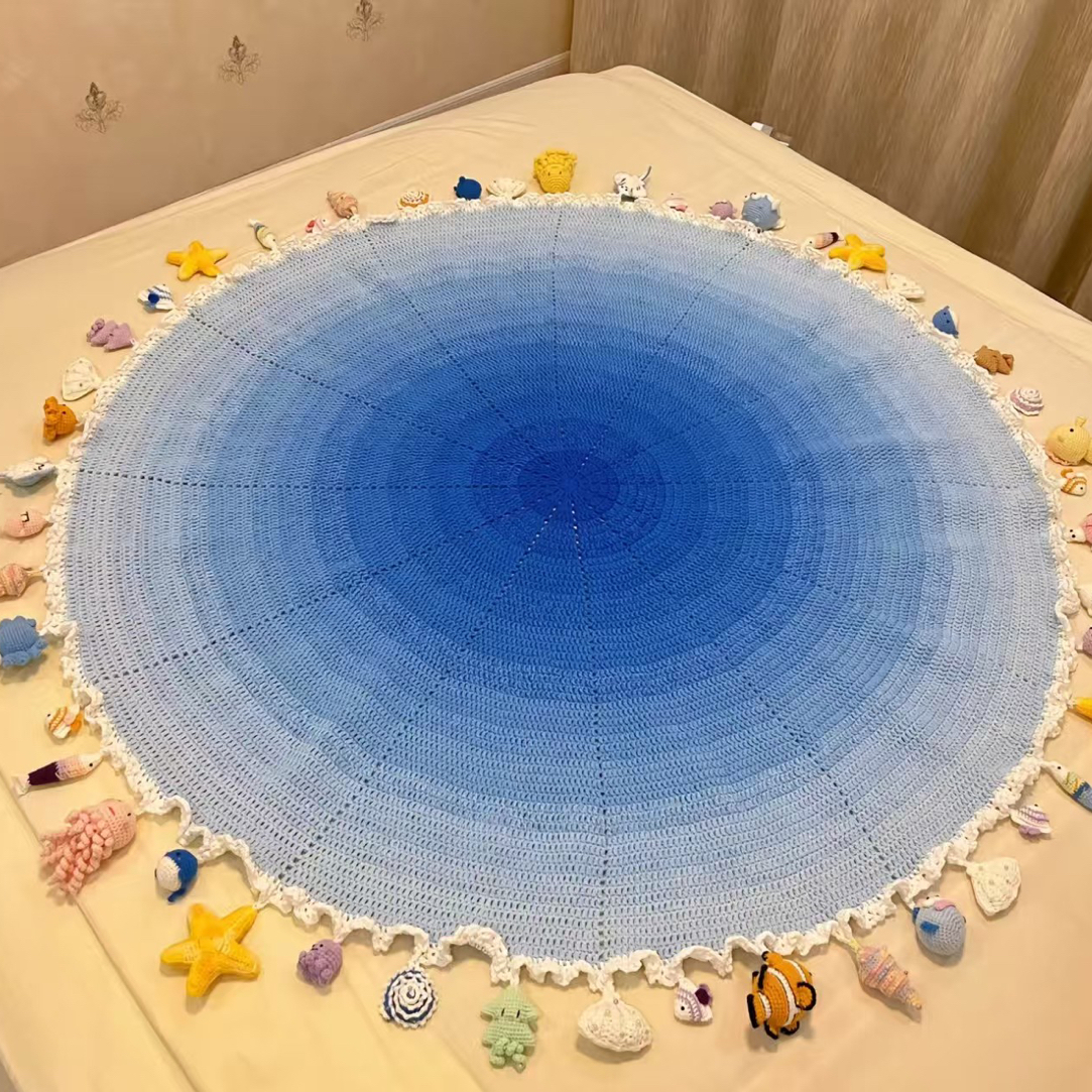 主播推荐】花束毯海洋毯毛线配线4股牛奶棉钩针手工diy非成品