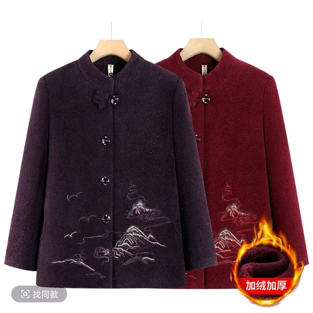 短裤中老年女装国风立领妈妈衬衫外套中老年老人中年气质老年人