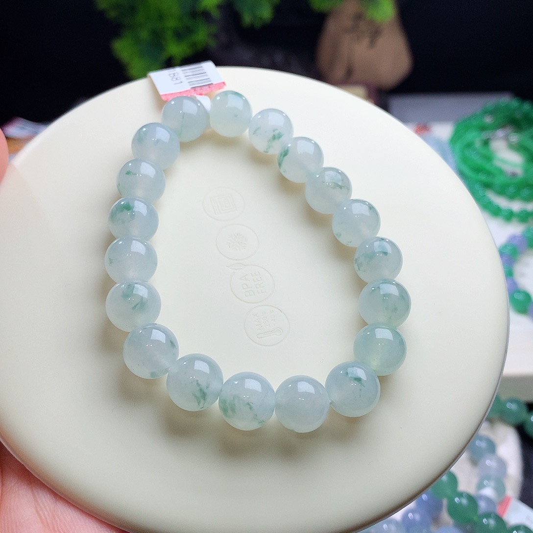 未镶嵌手串翡翠卡10mm冰胶飘花