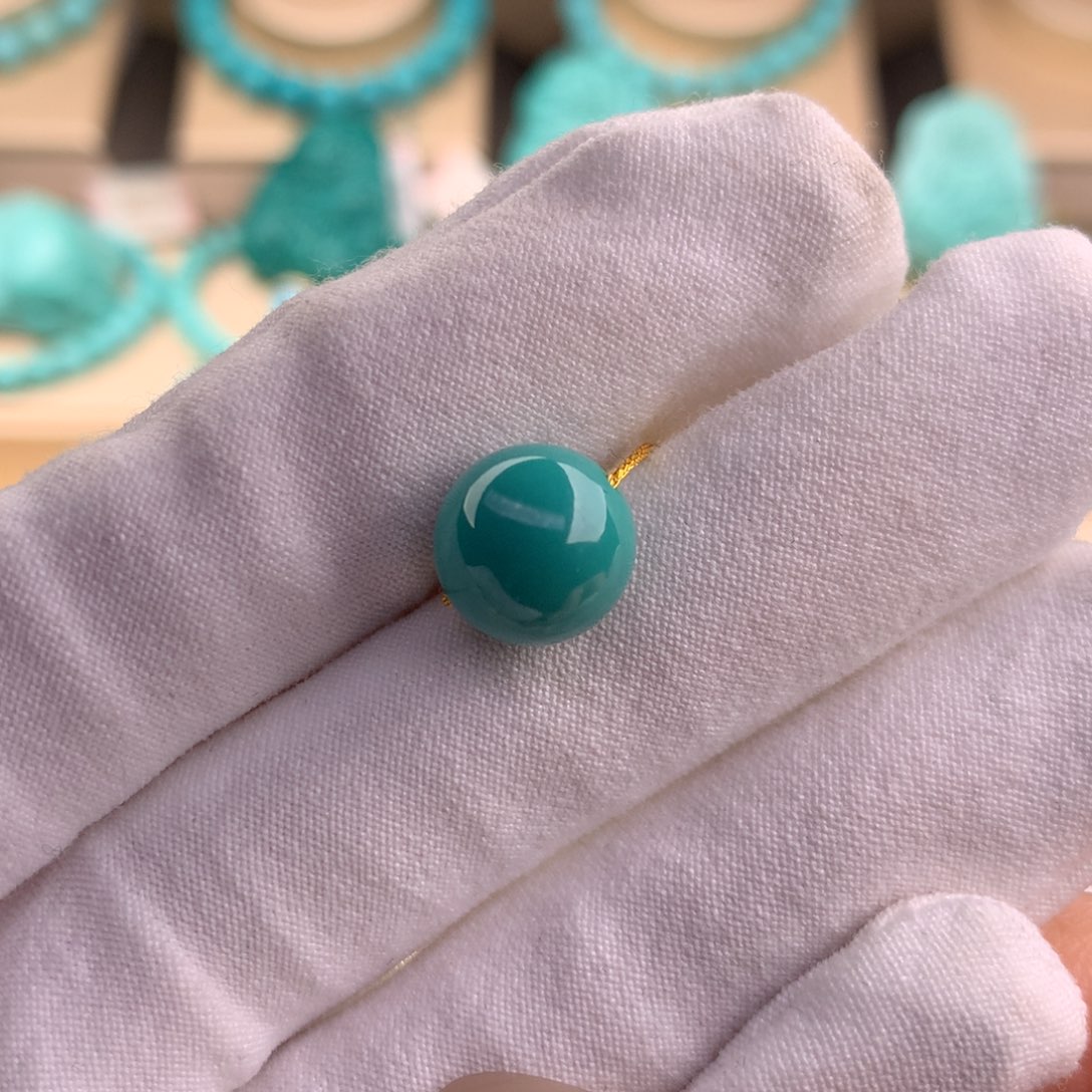 绿松石珠宝奇石未镶嵌10.7mm